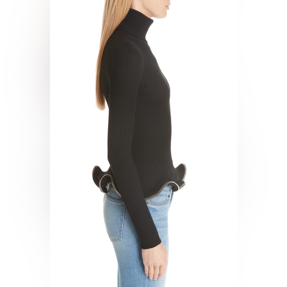 NWT $550 Alexander Wang Ruffle Zipper Hem Sweater In Black - Picture 3 of 7